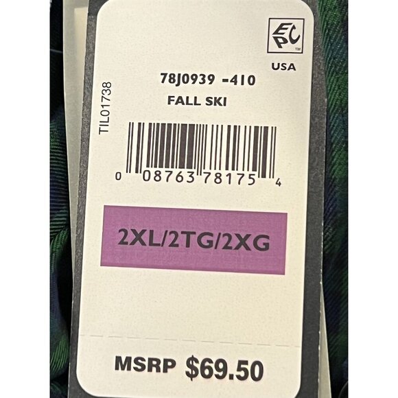 Tommy Hilfiger Mens Classic Fit Green & Blue Plaid Button-Up Shirt XXL New - Picture 7 of 9